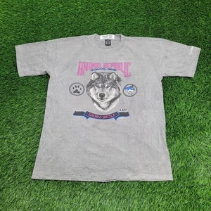 Vintage 1991 Wolf Shirt Large 22x27 Gray - Picture 1 of 14
