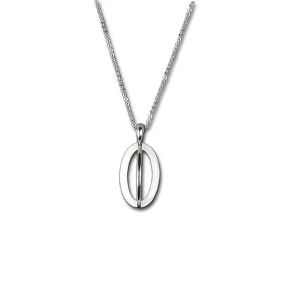Amello Ellipse Collana Argento Bianco Gioiello 70cm Acciaio Ceramica ESKX09W - Immagine 1 di 4