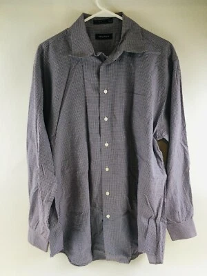 Camisa masculina Nautica tamanho 16.5 34/35 azul marrom xadrez botão para cima manga longa - Imagem 1 de 4