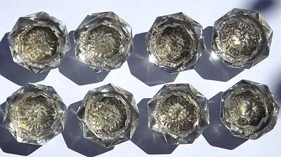 drawer cupboard door pulls handles Large Pointy Chrome Cut Glass x8 - Image 1 of 4