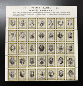 Poster Stamps 35 FAMOUS AMERICANS 1940 Arts & Sciences - New - Picture 1 of 5