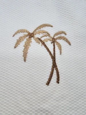 3.4 yards 1 piece Eggshell  Fabric,  Palm Tree Embroidered  Brown to tan 72"x60" - Image 1 of 2