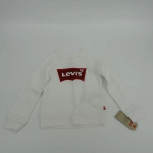 Levi's Girls White Fleece Crewneck Sweatshirt 6x NWT $42 - Picture 1 of 4
