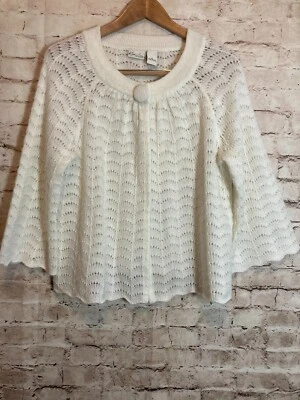 Suéter Kim Rogers Coquette Mujer Pequeño Grande Cabaña Tejido Abierto Un Botón Foto 1 de 4