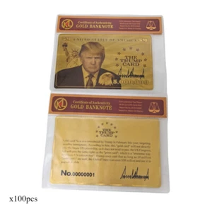 100 pcs US President Trump Gold Card 5 Million with Card Holder Collection Gift - Picture 1 of 8