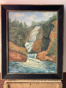 Vintage MAINE WATERFALL Oil Painting Helen Powell Midcentury Impasto OOB 1961 - Picture 1 of 13