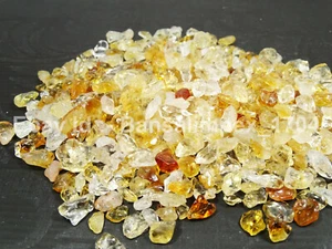 Lotto 100 cts patatine citrino giallo brasiliano naturale grezzo pietra preziosa sciolta - Foto 1 di 5