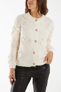 Neu Damen Damen DIAMANT HERZ HANDGESTRICKTE STRICKJACKE klobig Strick neu mit Etikett - Bild 1 von 3