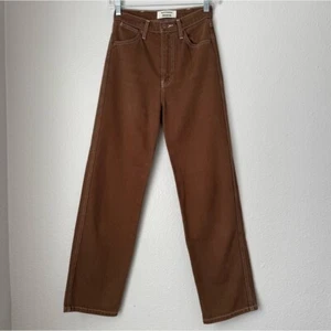 Reformation Jeans Cowboy High Rise Straight Jeans Chocolate Denim Pants Size 24 - Picture 1 of 16