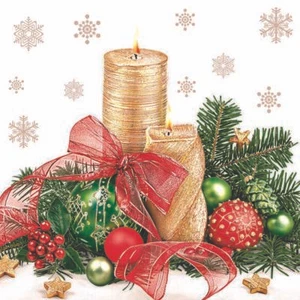 TWO Individual Paper Luncheon Decoupage 3-Ply Napkin Christma CANDLES Snowflake - Picture 1 of 11