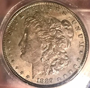 KEY DATE GOLD TONED ICG MS 1889 LIKELY UNDER GRADED MORGAN SILVER DOLLAR $1 - Picture 1 of 5