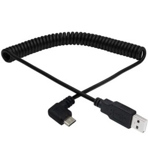 Micro 5Pin to USB A 2.0 Data Charging Coiled Cable | Male to Male | Right Angle - Picture 1 of 3