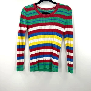 Tommy Hilfiger Striped Sweater Long Sleeve Tight Knit Y2K Vintage Fitted X-Small - Picture 1 of 6