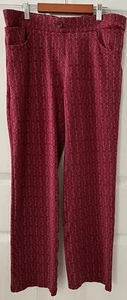 Betabrand Women Sz L Long Straight Leg Dress Yoga Pants Stretch Red Geometric - Picture 1 of 15