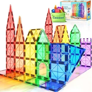 Magnetic tiles STEM toy for toddlers, creative Montessori learning fun. - Picture 1 of 5
