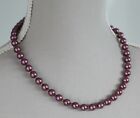 Dusky Pink & Gold Iris Seed Beads Shell Pearl Necklace  ~ 18" Sterling Silver