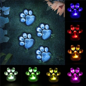 Outdoor Solar Power Paw Animal Prints Garden Lamp Path Landscape LED Lights. - Picture 1 of 11