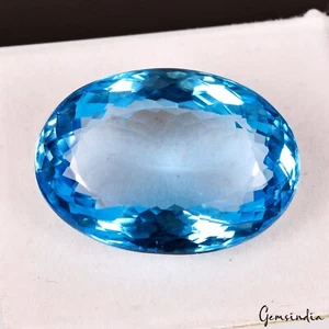 Piedras preciosas sueltas corte ovalado tamaño grande topacio azul brasileño natural certificado 42,80 quilates - Imagen 1 de 7