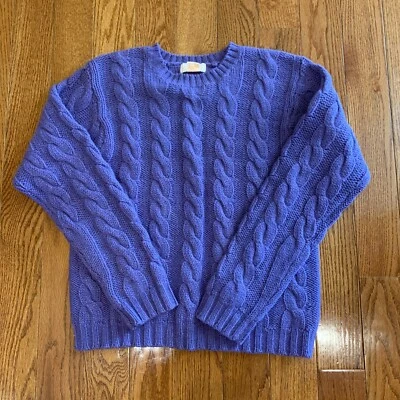 Suéter Brooks Brothers Tejido por Cable Lana Shetland Vintage Talla Mediana Púrpura Foto 1 de 4