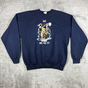 Mickey Mouse Sweatshirt Herren XL Navy Rundhals Dad Is Our Mr. Fix It Disney - Bild 1 von 6