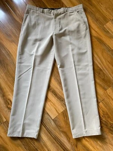 MEN'S FARAH GOLF TROUSERS - BEIGE - WAIST 40" - LEG 31" - FLAT FRONT - POCKETS - Picture 1 of 4