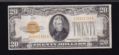 US 1928 $20 Gold Certificate FR 2402 VF (355) - Image 1 of 2