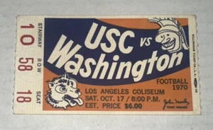USC Trojans Washington NCAA Football Ticket Stub Los Angelis Coliseum 10/7/1970 - Picture 1 of 2