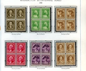 UNITED STATES  SCOTT #704/15 WASHINGTON BICENTENNIAL  BLOCKS MINT NH - Picture 1 of 2