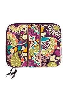 Vera Bradley gepolsterte Laptophülle 14 Zoll Pflaume verrücktes Muster umlaufender Reißverschluss - Bild 1 von 6