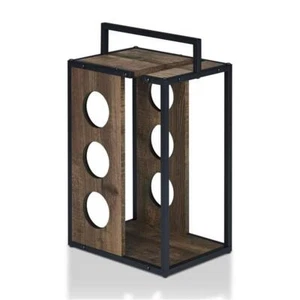 Furniture of America Harvan Industrial Wood 3-Bottle Wine Rack in Reclaimed Oak - Picture 1 of 9