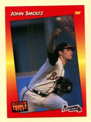 1992 Triple Play John Smoltz #172 Atlanta Braves Baseball Card HOF - Image 1 of 2