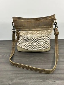 Myra Bags Women’s Blending Taste Shoulder/ Crossbody Bag Upcycled Leather/Carpet - Picture 1 of 21