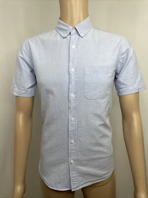 Camisa 21 Hombres XS Abotonada Cuello Alabado Botón Azul Mangas Cortas Bolsillo en el Pecho Foto 1 de 4