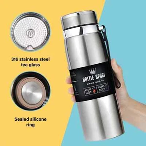 1L Stainless Steel Vacuum Insulated Water Bottle Flask Sport Thermal Travel UK - Picture 1 of 15