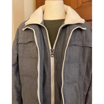 Guess Insulated Down Jacket Men XL Gray Bib Liner DBL-Zip Wool-Blend Winter Coat - Image 1 of 4