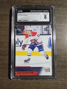 2021-22 Upper Deck Star Rookies #1 Cole Caufield Rookie Card CGC 8 - Picture 1 of 2