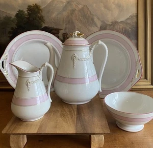 HAVILAND Limoges FASCIA NUZIALE modello TEIERA, BROCCA, PIATTI TORTA antichi 1870 - Foto 1 di 24