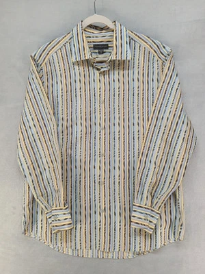 JHANE BARNES Men's Designer Dress Casual Shirt Large Artsy Striped Long Sleeve - Image 1 of 4