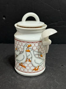 Takahashi Barnyard Ducks Porcelain Canister Lid Spoon Sugar Creamer Herbs Tea SF - Picture 1 of 15