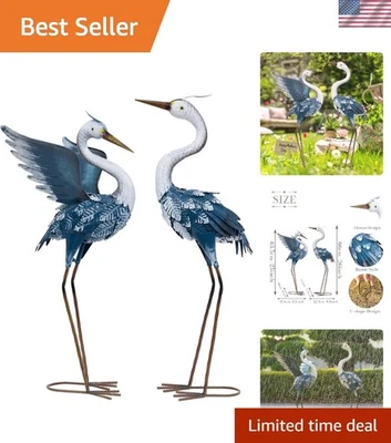 Estatuas de jardín de garza azul impermeables - 25-26" adornos de césped para exteriores Foto 1 de 4