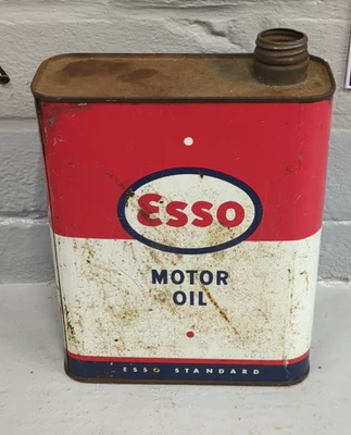 Vintage French ESSO Motor Oil Can / Tin 2 Litres ES92 - Image 1 of 4