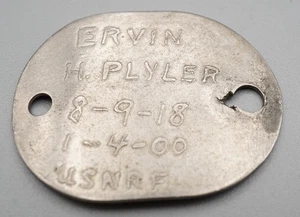 WWI 1918 USNRF Navy Dog Tag With Thumbprint BORN 1-4-1900 & ENLISTED 8-9-1918 - Picture 1 of 2