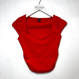 SheIn Red T-Shirt Scoop Neck Short Sleeve Casual Fitted Tee Shirt Womens Size S - Picture 1 of 6
