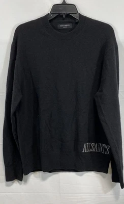 AllSaints Mens State Crew Jumper Black Wool Blend Logo Sweater Size XS - Image 1 of 4