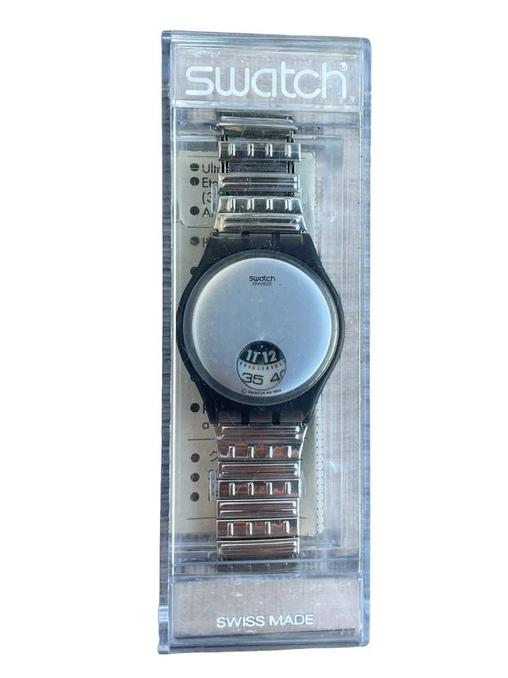 Reloj Swatch Vintage PLACA PLATEADA GM129 1995 Estándar Caballeros Raro Cuarzo Suizo Foto 1 de 1