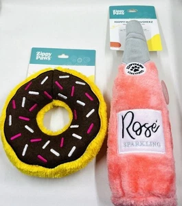 Dog Toys Zippy Paws Squeakers Donut / Wine Bottle  NWT - Picture 1 of 3