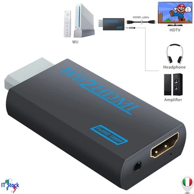 1080P Convertitore Adattatore Wii a HDMI HD HDTV 3,5mm Audio Supporta NTSC/PAL - Immagine 1 di 4