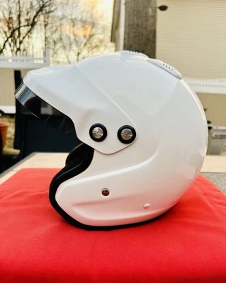 Casco De Colección GP-jet/f Cara Abierta/Motocicleta/Rally Racing/Blanco Perla/Talla Pequeña Foto 1 de 4