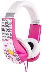 Auriculares sobre la oreja Sakar Peanuts seguros para niños con limitador de volumen rosa/blanco - Imagen 1 de 5