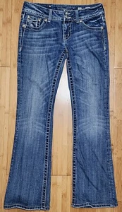Jeans Miss Me bootcut donna 27 blu denim vita bassa svasato 29" cuciture interne JP6021B2V - Foto 1 di 9